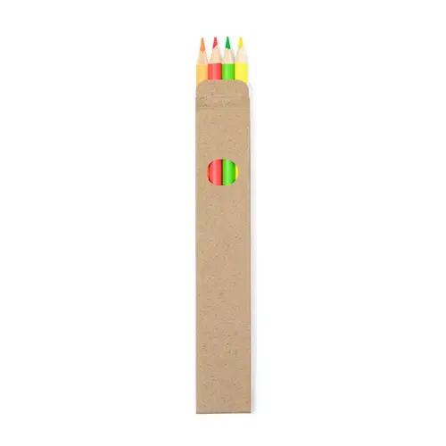 Set de 4 lápices de colores flúor en caja reciclada ref 20406