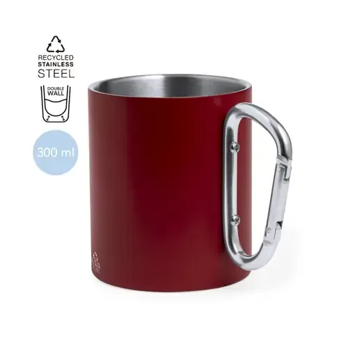 Taza doble pared acero reciclado con asa mosquetón ref 20456 - 00