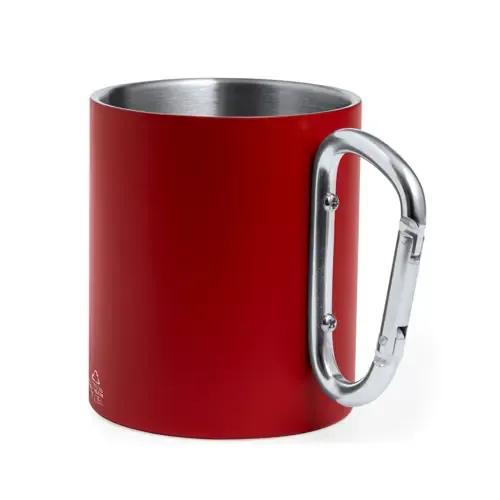 Taza doble pared acero reciclado con asa mosquetón ref 20456 - 01