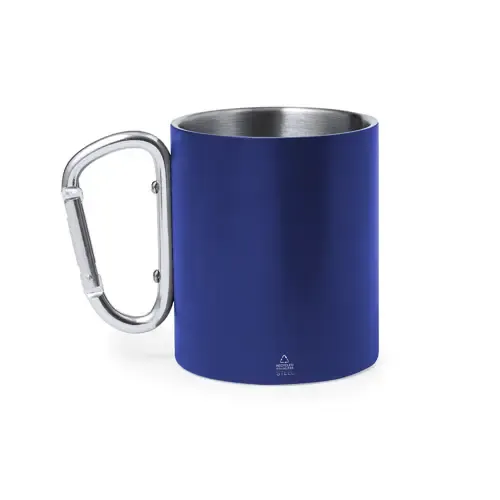 Taza doble pared acero reciclado con asa mosquetón ref 20456 - Azul
