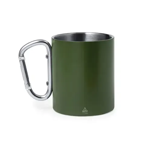 Taza doble pared acero reciclado con asa mosquetón ref 20456 - Verde