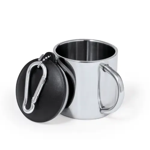 Taza doble pared acero inox con tapadera sellada ref 20457 - Plateado