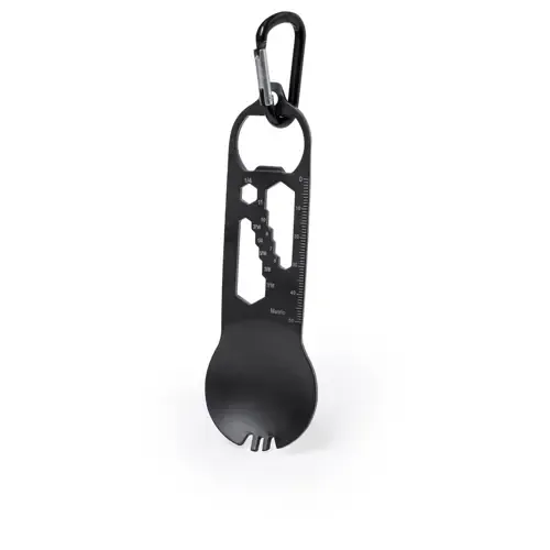 Multiherramienta 16 funciones acero inox con mosquetón ref 20458 - Negro