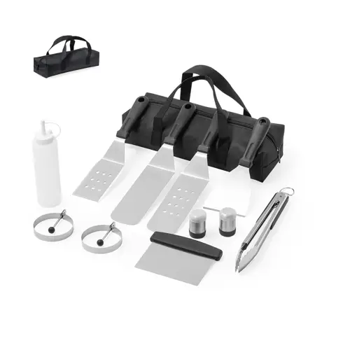 Set de barbacoa con 11 accesorios en práctico macuto ref 20470