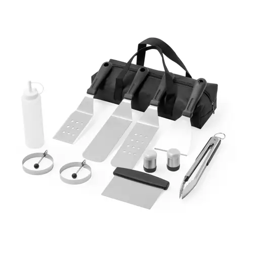 Set de barbacoa con 11 accesorios en práctico macuto ref 20470