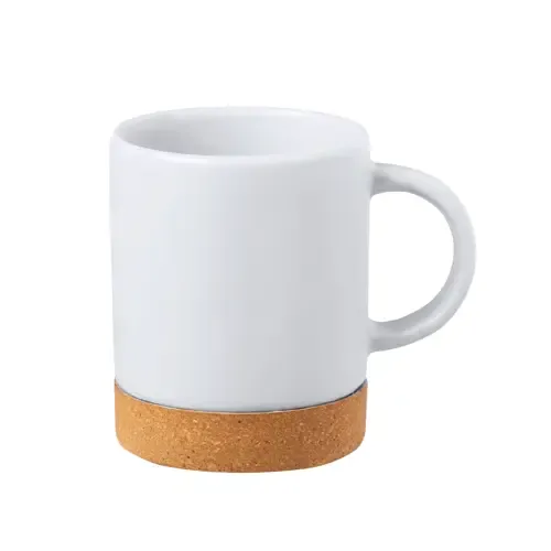 Taza de cerámica con diseño en corcho ecológico ref 20520 - Blanco