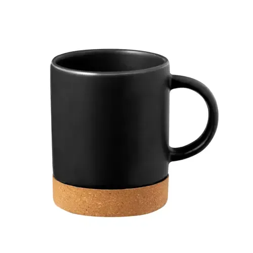 Taza de cerámica con diseño en corcho ecológico ref 20520 - Negro