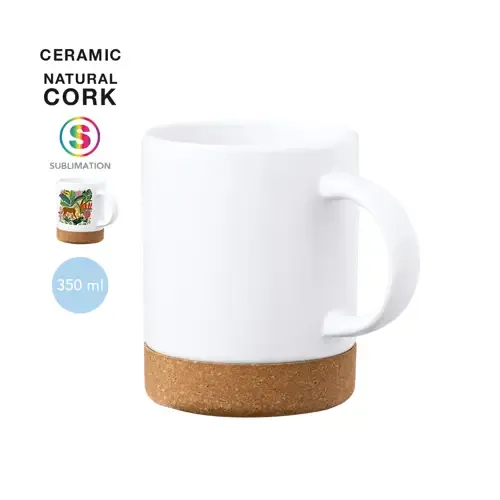 Taza de cerámica y corcho para sublimación ref 20522 - 00