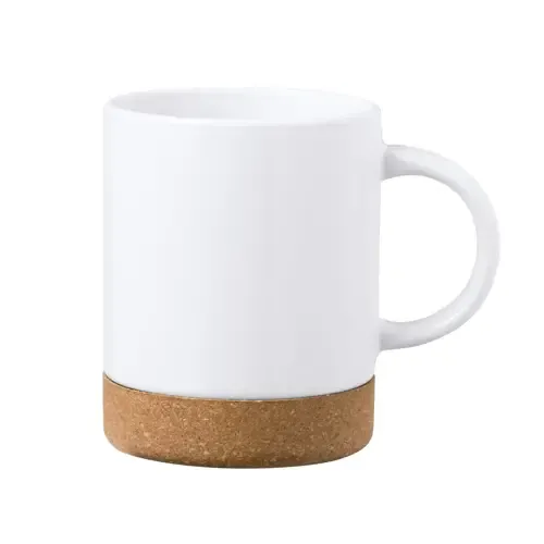 Taza de cerámica y corcho para sublimación ref 20522 - Blanco
