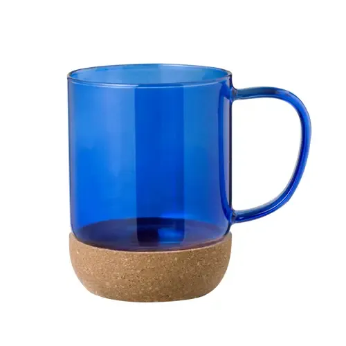 Taza de cristal de borosilicato con diseño ecológico ref 20524 - Azul