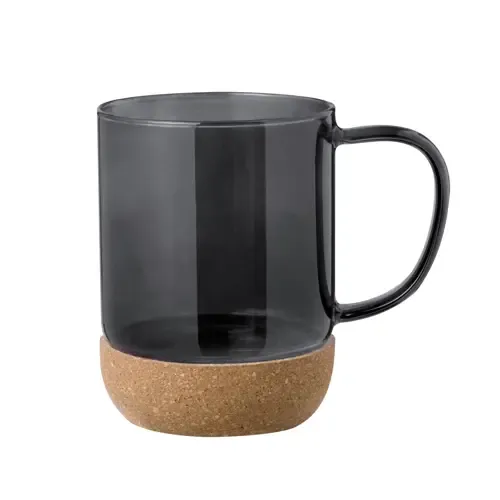 Taza de cristal de borosilicato con diseño ecológico ref 20524 - Negro