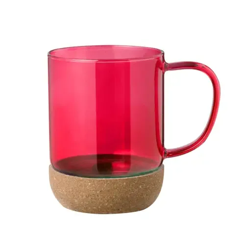 Taza de cristal de borosilicato con diseño ecológico ref 20524 - Rojo