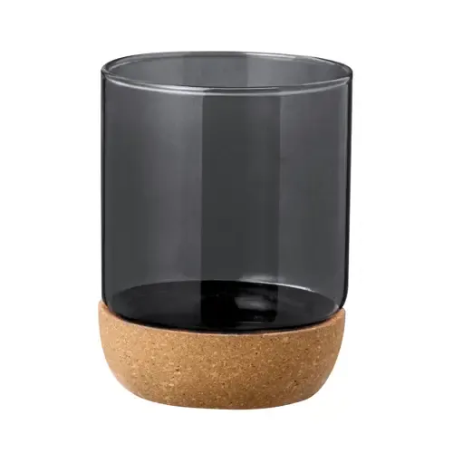 Vaso de cristal de borosilicato con diseño en corcho ref 20525 - Negro