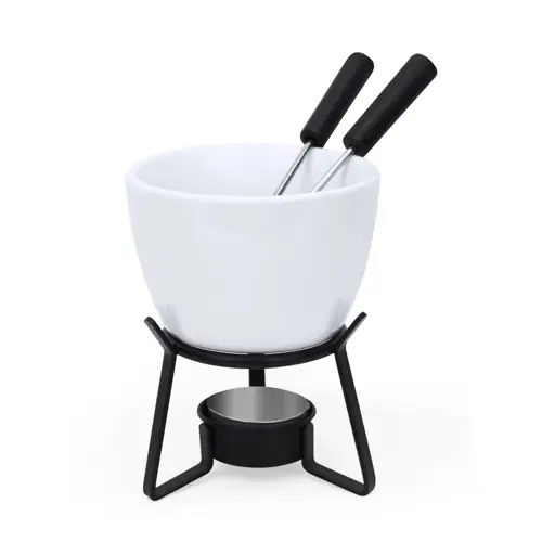 Fondue cerámica y metal con base para calentar ref 20579
