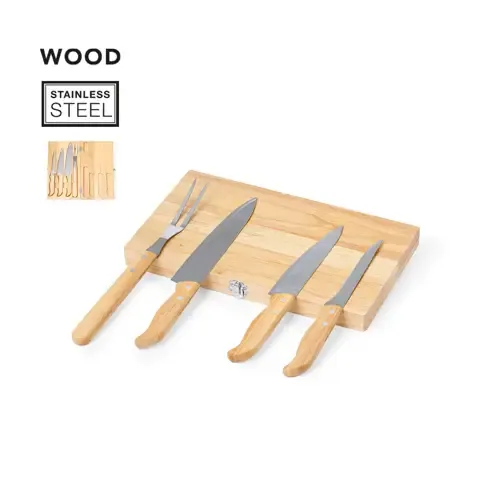 Set de cuchillos de madera y acero inox en estuche ref 20593