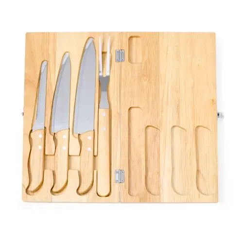 Set de cuchillos de madera y acero inox en estuche ref 20593
