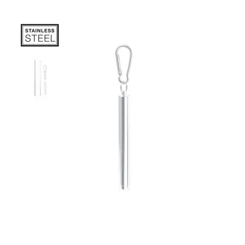 Pajita reutilizable extensible en acero inox con limpiador ref 20616 - 00