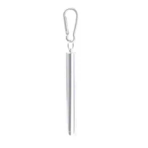 Pajita reutilizable extensible en acero inox con limpiador ref 20616 - 01