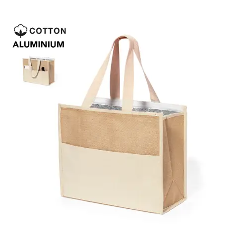 Bolsa nevera isotérmica de algodón y yute ref 20624