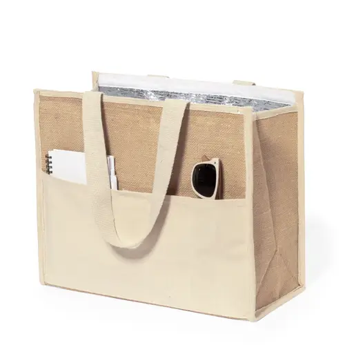 Bolsa nevera isotérmica de algodón y yute ref 20624