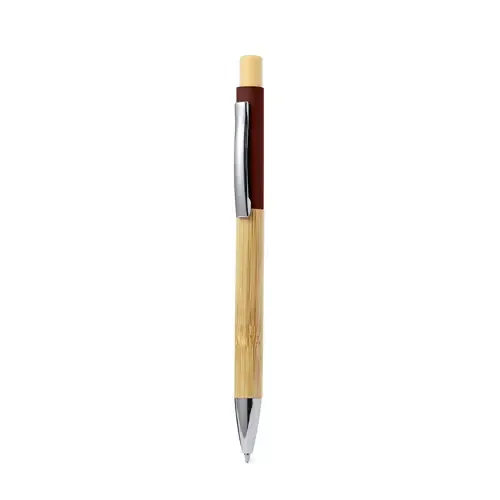 Bolígrafo de bambú ecológico con cuerpo de aluminio ref 20648 - Rojo