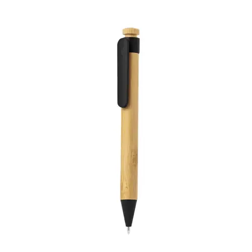Bolígrafo de bambú con carga jumbo y clip XL ref 20649 - Negro