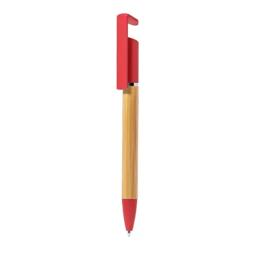 Bolígrafo soporte de bambú con carga jumbo ref 20650 - Rojo