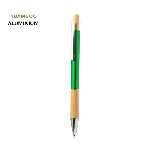 Bolígrafo de bambú y aluminio con mecanismo pulsador ref 20654 - 00