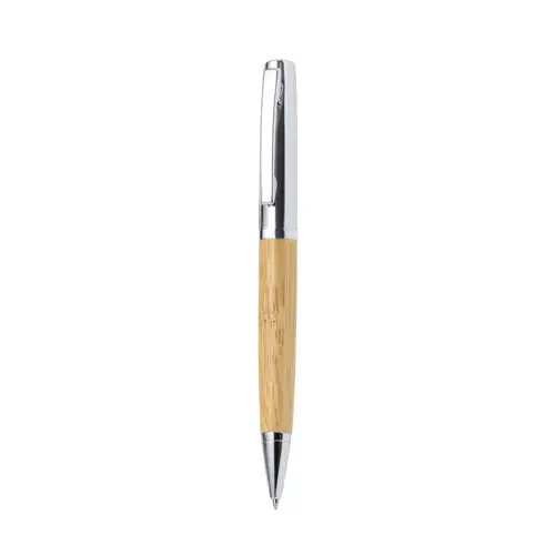 Bolígrafo de bambú y metal con mecanismo giratorio ref 20665