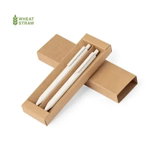 Set de bolígrafo y portaminas de caña de trigo ref 20683 - 00