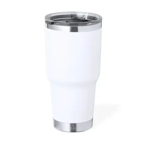 Vaso térmico de acero inox reciclado con dosificador ref 20704 - Blanco