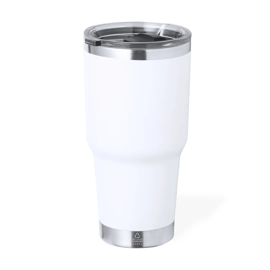 Vaso térmico de acero inox reciclado con dosificador ref 20704 - Plateado