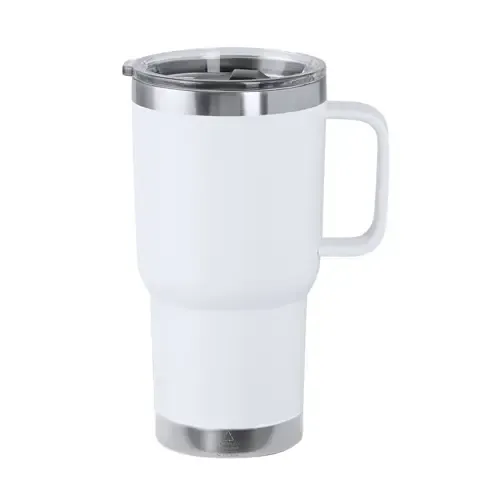 Taza térmica de acero reciclado con tapa a presión ref 20705 - Blanco