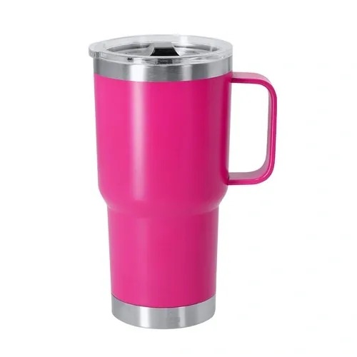 Taza térmica de acero reciclado con tapa a presión ref 20705 - Fucsia