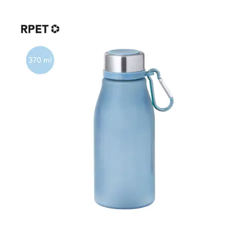 Bidón RPET 370 ml con tapón de acero y mosquetón ref 20724