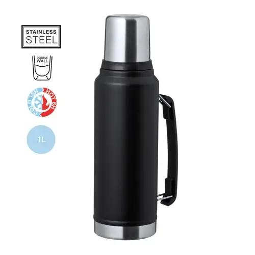 Termo de acero inox 1L con tapón vaso y asa ref 20730