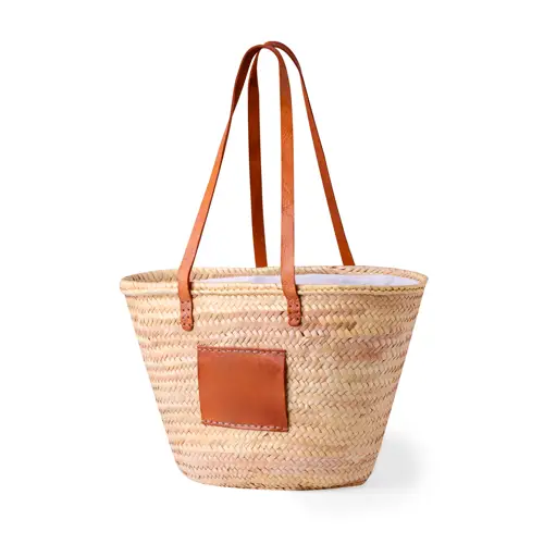 Bolsa de paja rectangular con asas personalizables ref 20759