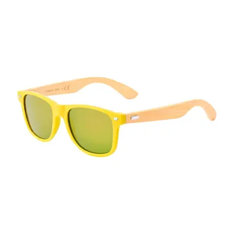 Gafas de sol de bambú con lentes efecto espejo ref 20764 - Amarillo