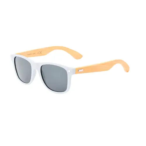 Gafas de sol de bambú con lentes efecto espejo ref 20764 - Blanco