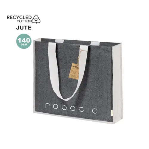 Bolsa de algodón reciclado y yute con asas largas ref 20774