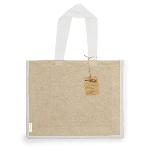 Bolsa de algodón reciclado y yute con asas largas ref 20774