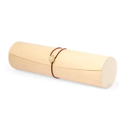 Caja de presentación cilíndrica de madera con cierre de cuerda ref 20785 - 01