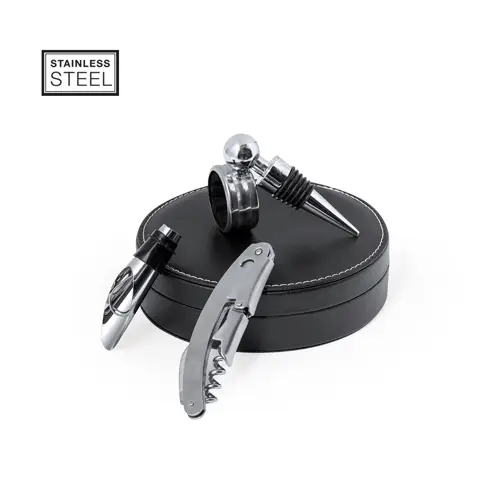 Set de vinos elegante con accesorios de acero inox ref 20787