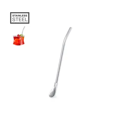 Agitador con pajita de acero inox y cucharilla filtro ref 20798 - 00