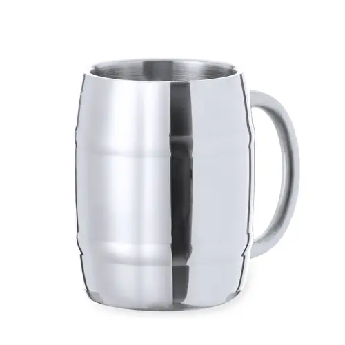 Jarra de acero inox con diseño barril para cerveceros ref 20808