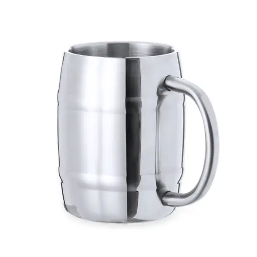 Jarra de acero inox con diseño barril para cerveceros ref 20808