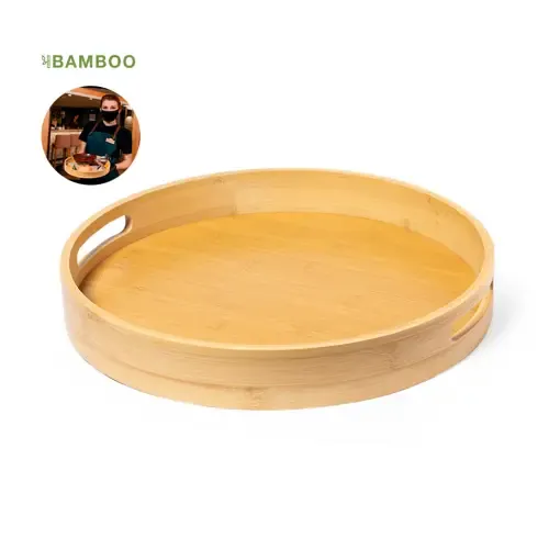 Bandeja de bambú ecológica con asas troqueladas ref 20819 - 00