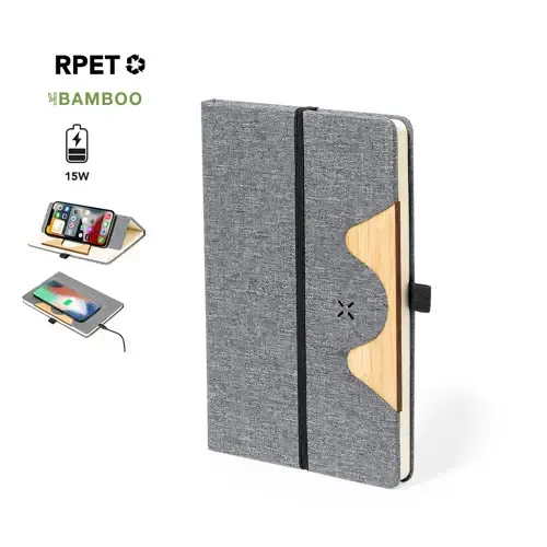 Bloc de notas cargador inalámbrico 15W en poliéster ref 20847 - 00