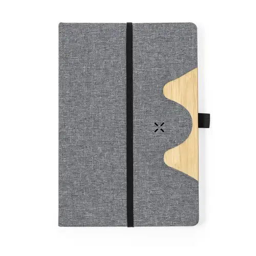 Bloc de notas cargador inalámbrico 15W en poliéster ref 20847 - Gris