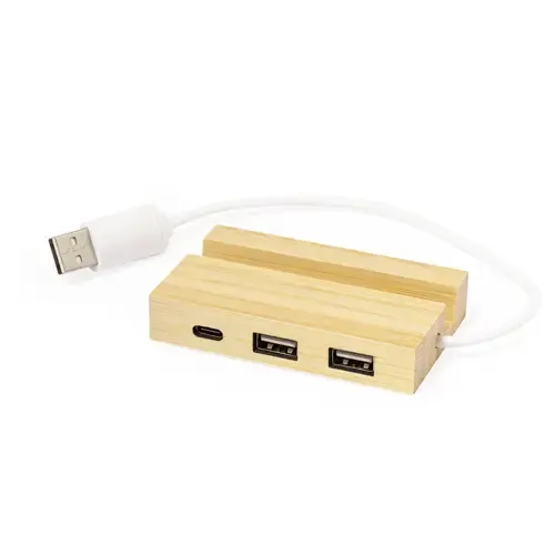 Puerto USB 20 de Bambú con Soporte para Smartphone ref 20879 - S C